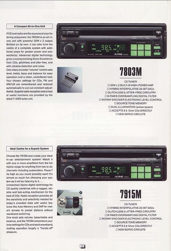 Catalogue autoradio ALPINE vintage 1992-4