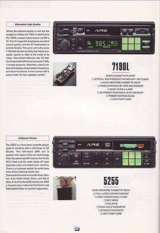 Catalogue autoradio ALPINE vintage 1992-4